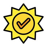 a sun with a tick mark on it vector