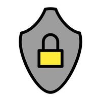 a shield with a yellow lock on it vector