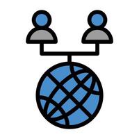 a globe with two people connected to it vector