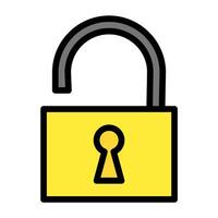 a yellow padlock with a keyhole vector