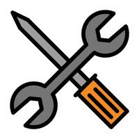 a wrench and a wrench icon on a white background vector