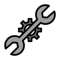 a wrench and gear on a white background vector