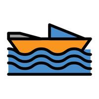a boat in the water with waves vector