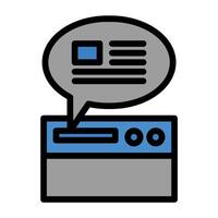 a computer with a speech bubble on it vector