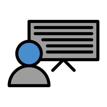 a person is standing in front of a screen with a projector vector