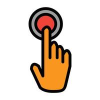 a hand pressing a button on a white background vector