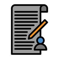 a document with a pencil and a person vector