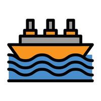 a ship in the ocean with three people on it vector