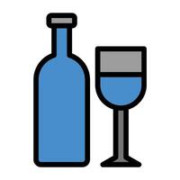 a bottle and glass of wine on a white background vector