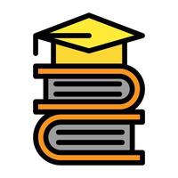 a graduation cap on top of a stack of books vector