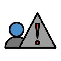 a person is standing in front of a triangle with a red exclamation mark vector