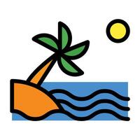 a palm tree and a wave on an island vector