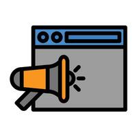 a megaphone is pointing at a computer screen vector