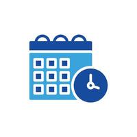 a blue calendar with a clock on it vector