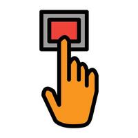 a hand pressing a button on a computer screen vector
