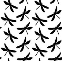 Seamless pattern of sketch dragonfly vector