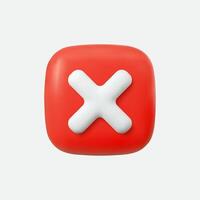 Negative or decline sign 3d illustration. Interface button isolated on white. vector