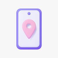 Mobile phone with navigation pin 3d icon. Isolated on white. vector