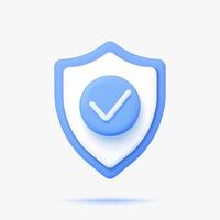 Shield with ok icon 3d icon. Isolated on white. vector