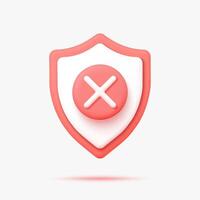 Shield with decline icon 3d icon. Isolated on white. vector