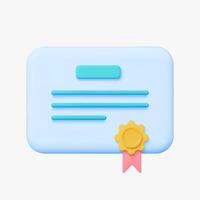 Certificate 3d icon. Isolated on white. vector