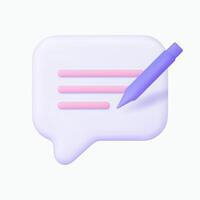 Message writing 3d icon. Isolated on white. vector