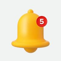 Notification bell with number icon. 3d illustration. vector