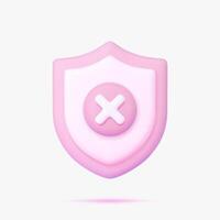 Shield with decline icon 3d icon. Isolated on white. vector