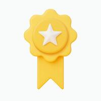 Achievement badge with star 3d icon. Isolated on white. vector