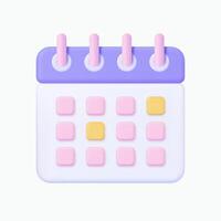 Calendar or schedule 3d icon. Isolated on white. vector