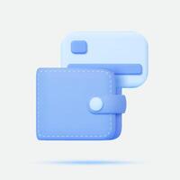Wallet with credit card 3d icon. Isolated on white. vector