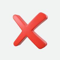 Cross or wrong mark sign 3d illustration. Interface button isolated on white. vector