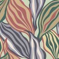 Flourish texture with tropicl flowers and leaves. Abstract seamless floral nature pattern with dots, lines and petals. Ornamental artistic stylish tiled background. vector