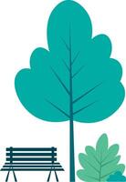 park bench, with trees and plants, scenery, background, illustration vector