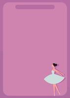 cute ballerina pattern frame, in shades of pink, notebook vector