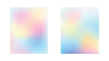 Set soft holographic backgrounds isolated on white background. Pastel colors. vector