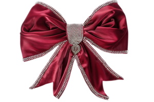 a red bow with a diamond clasp on transparent background png