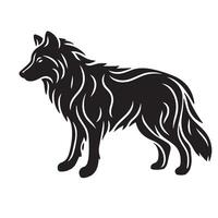 a black silhouette single line gray wolf with white background image vector