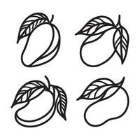 A single line black mango silhouette set of white background vector