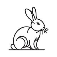 black silhouette singal line rabbit with white background vector