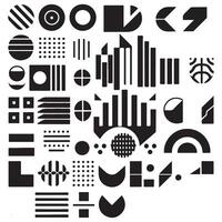 black Brutalist geometric shapes, modern symbols. Simple primitive elements and forms. Retro design, trendy contemporary minimalist style, y2k. illustration vector