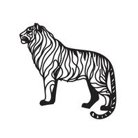a black silhouette single line lion with white background image vector