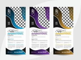 Professional Business Roll Up Banner Design, modern and creative shapes design template vector