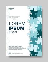 Annual report business modern brochure template with puzzle vector