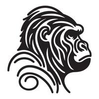 a single outline black gorila sillhouette vector
