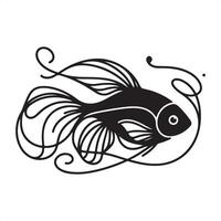 a single outline black fish sillhouette vector