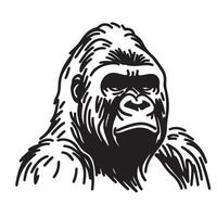 a single outline black gorila sillhouette vector