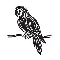 a black silhouette single line macaw with white background image vector