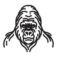 a single outline black gorila sillhouette vector