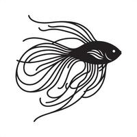 a single outline black fish sillhouette vector